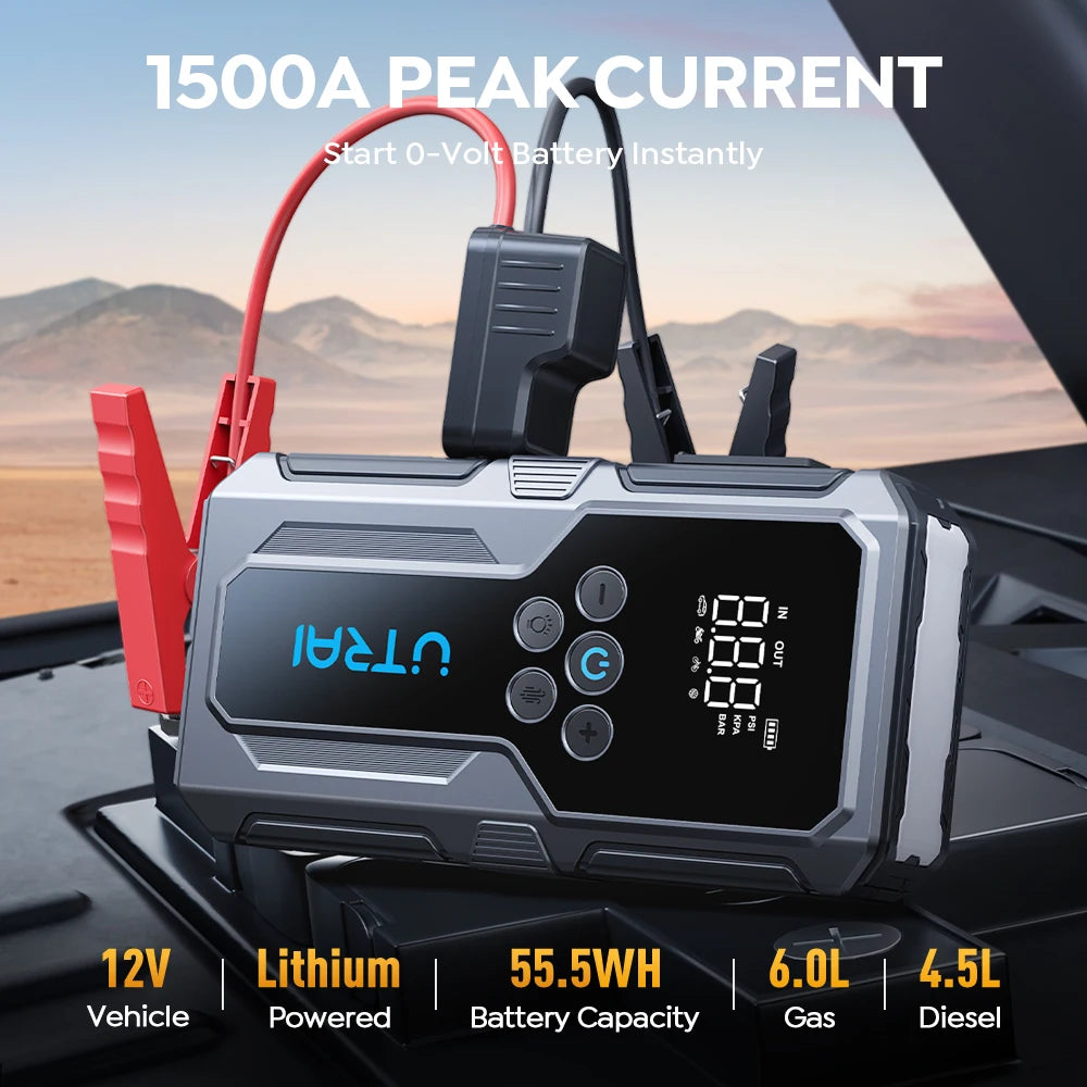 UTRAI Jump Starter 1500A – Starthilfe & Luftpumpe 150PSI