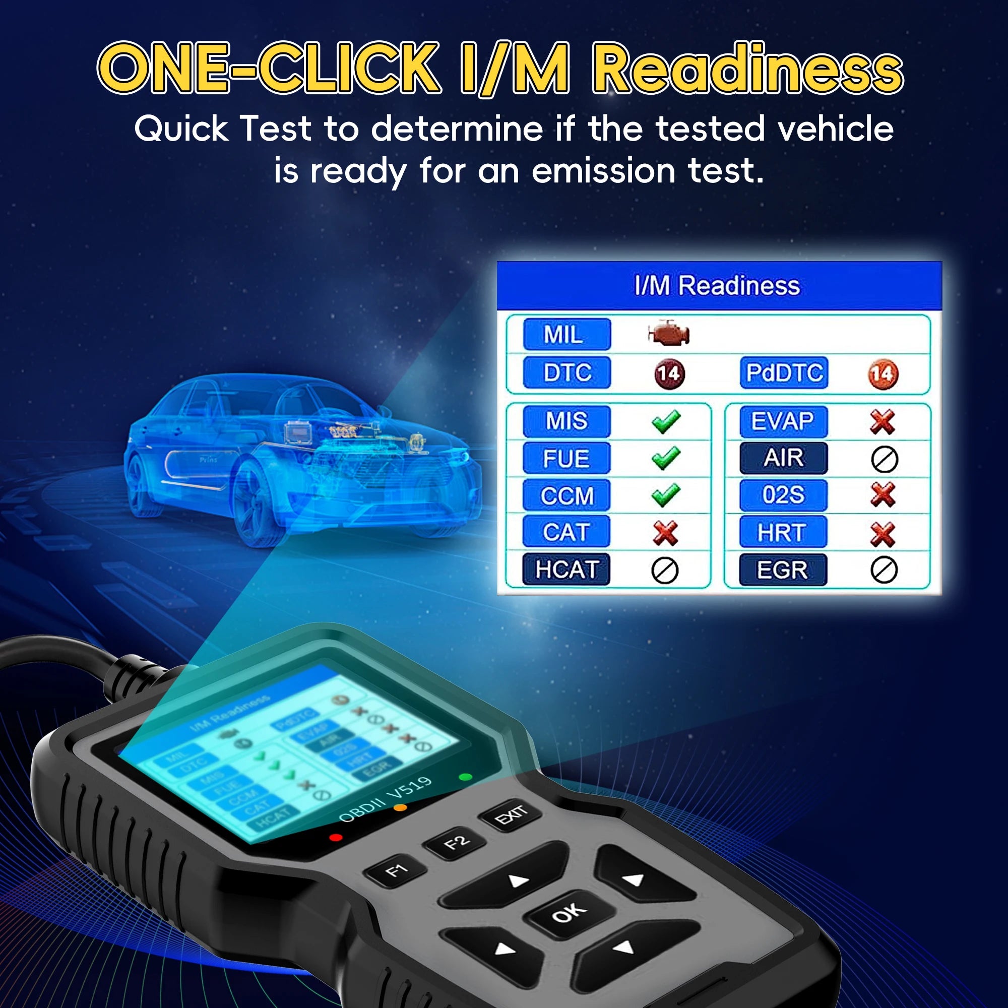 OBD2 Scanner Car Diagnostic Tool, OBDII EOBD Code Reader, Enhanced Check Car Engine Light Diagnostic Scan Tool