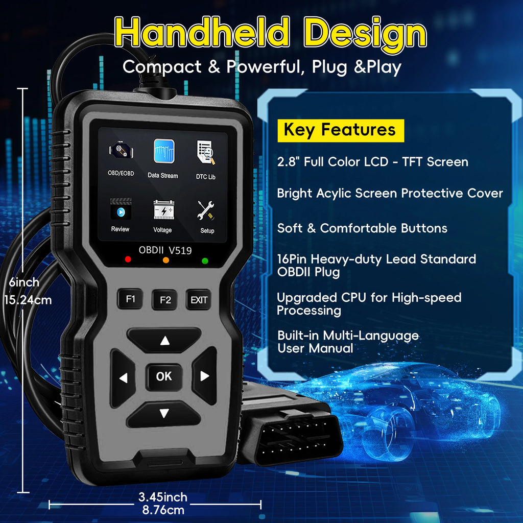 OBD2 Scanner Car Diagnostic Tool, OBDII EOBD Code Reader, Enhanced Check Car Engine Light Diagnostic Scan Tool