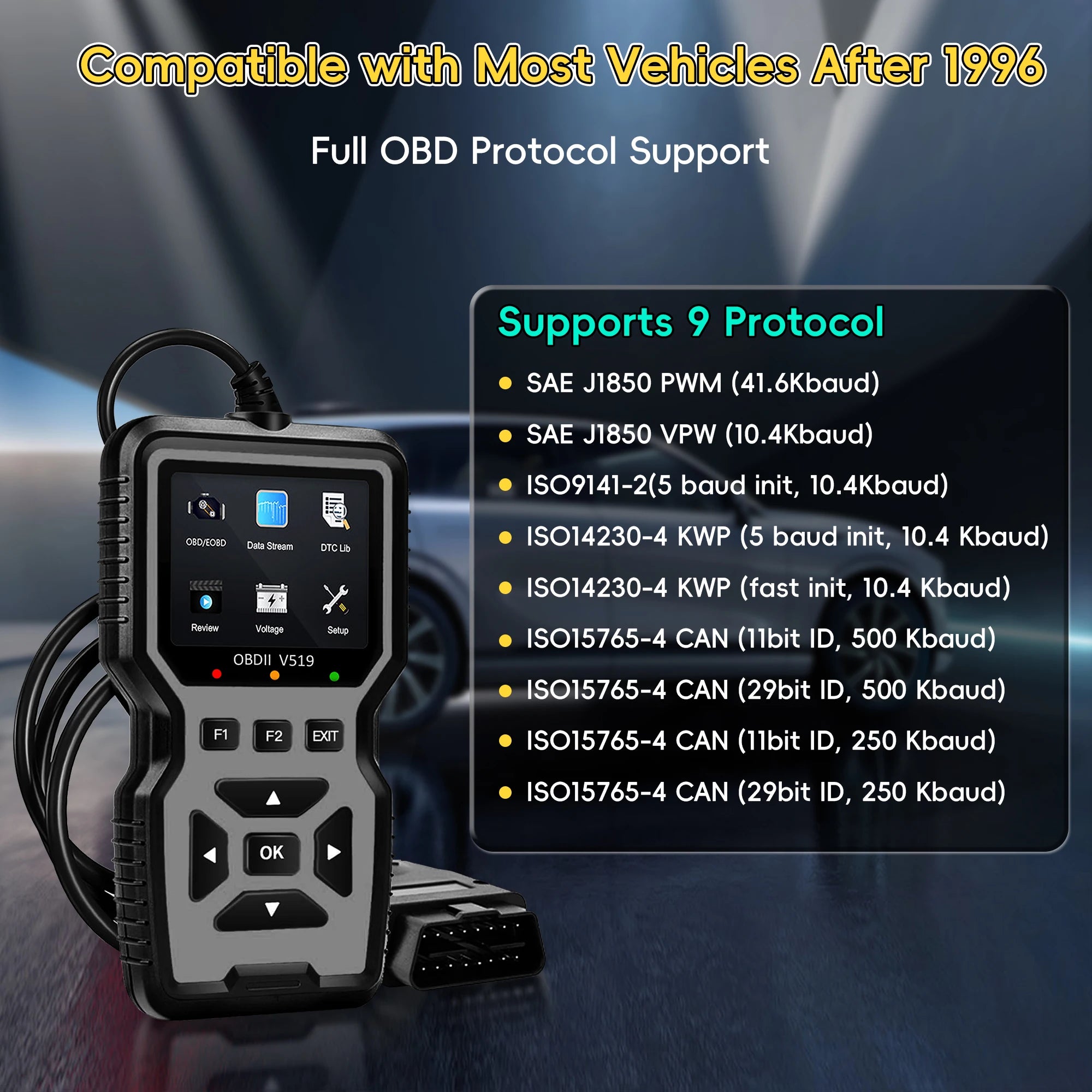 OBD2 Scanner Car Diagnostic Tool, OBDII EOBD Code Reader, Enhanced Check Car Engine Light Diagnostic Scan Tool
