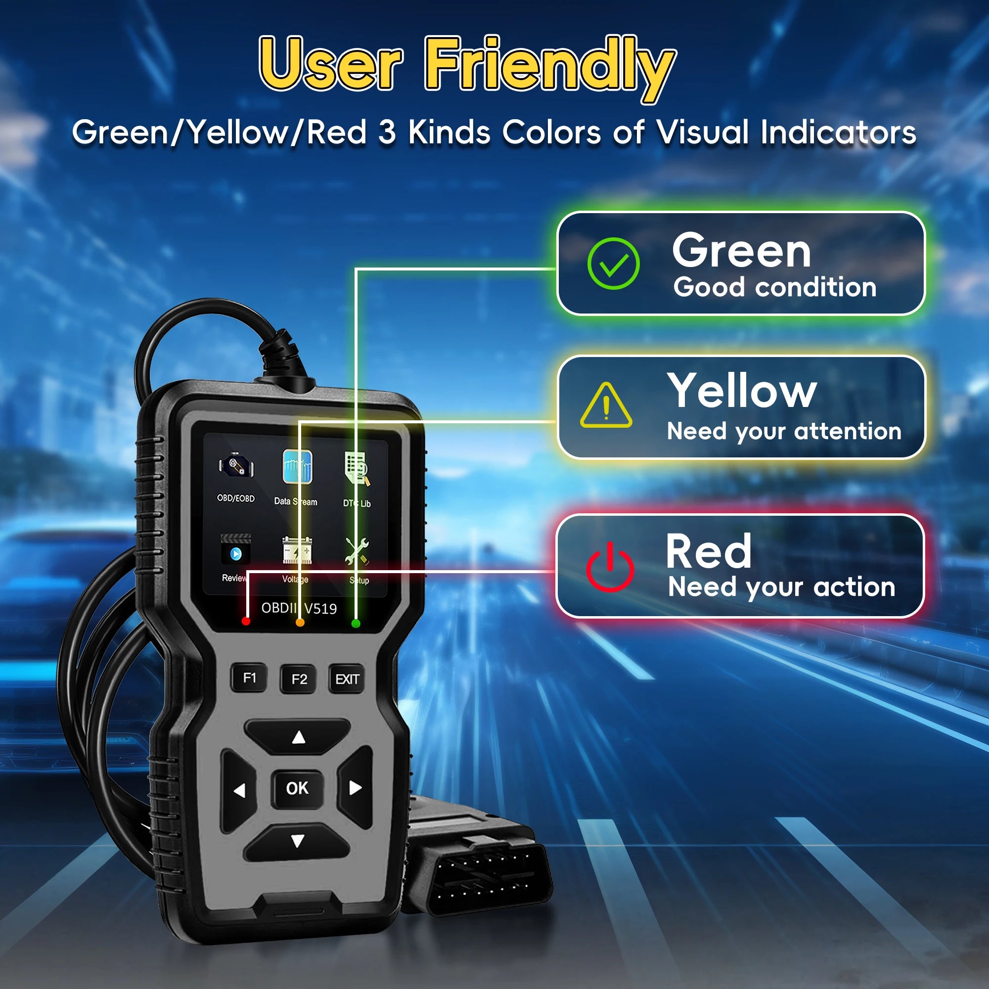 OBD2 Scanner Car Diagnostic Tool, OBDII EOBD Code Reader, Enhanced Check Car Engine Light Diagnostic Scan Tool
